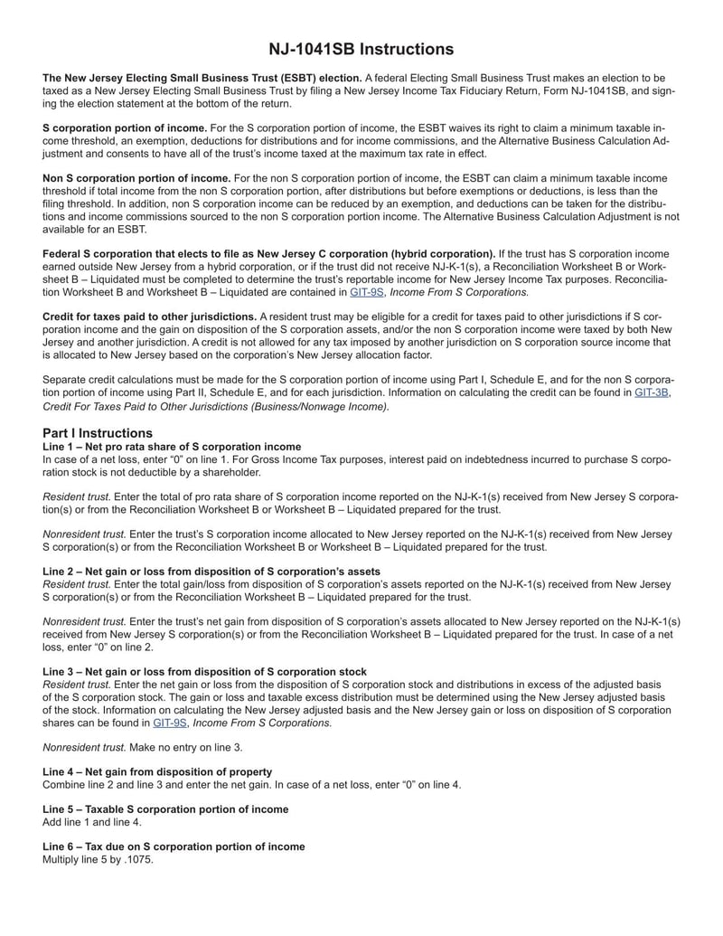 Large thumbnail of Form NJ-1041SB - 2024