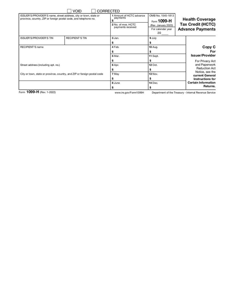Large thumbnail of Form 1099-H - Jan 2022