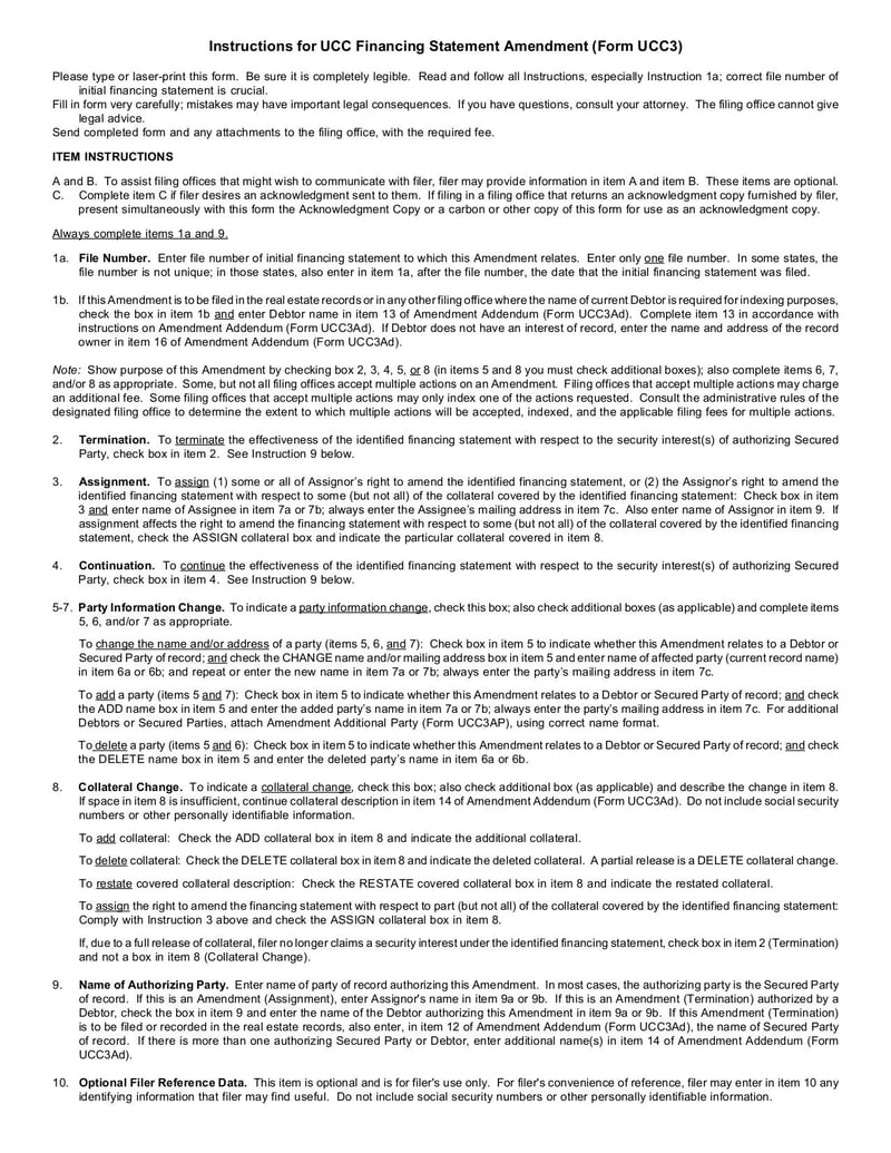 Large thumbnail of UCC Financing Statement Amendment (Form UCC3) - Apr 2011