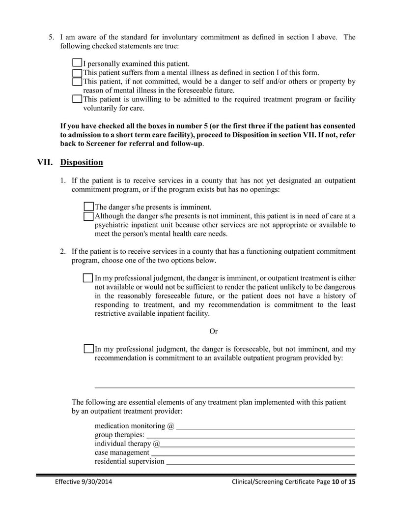 Large thumbnail of New Jersey Clinical Screening Certificate for Involuntary Commitment of Mentally Ill Adults