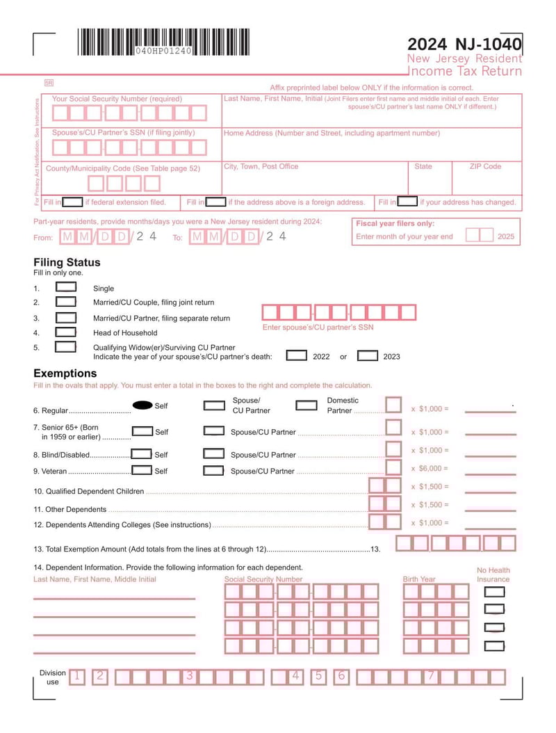Large thumbnail of Form NJ-1040 - 2024