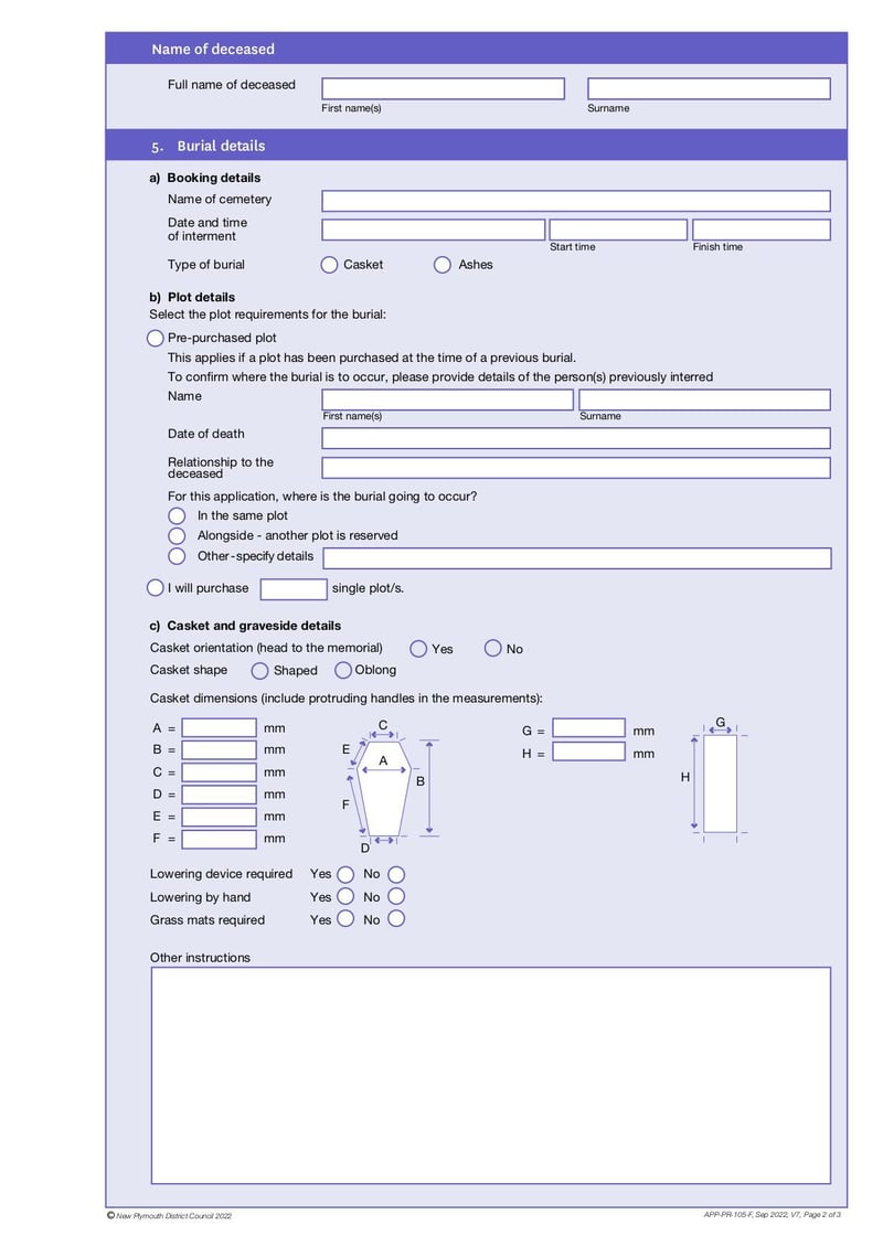 Large thumbnail of Form 105 Burial Application - Sep 2022