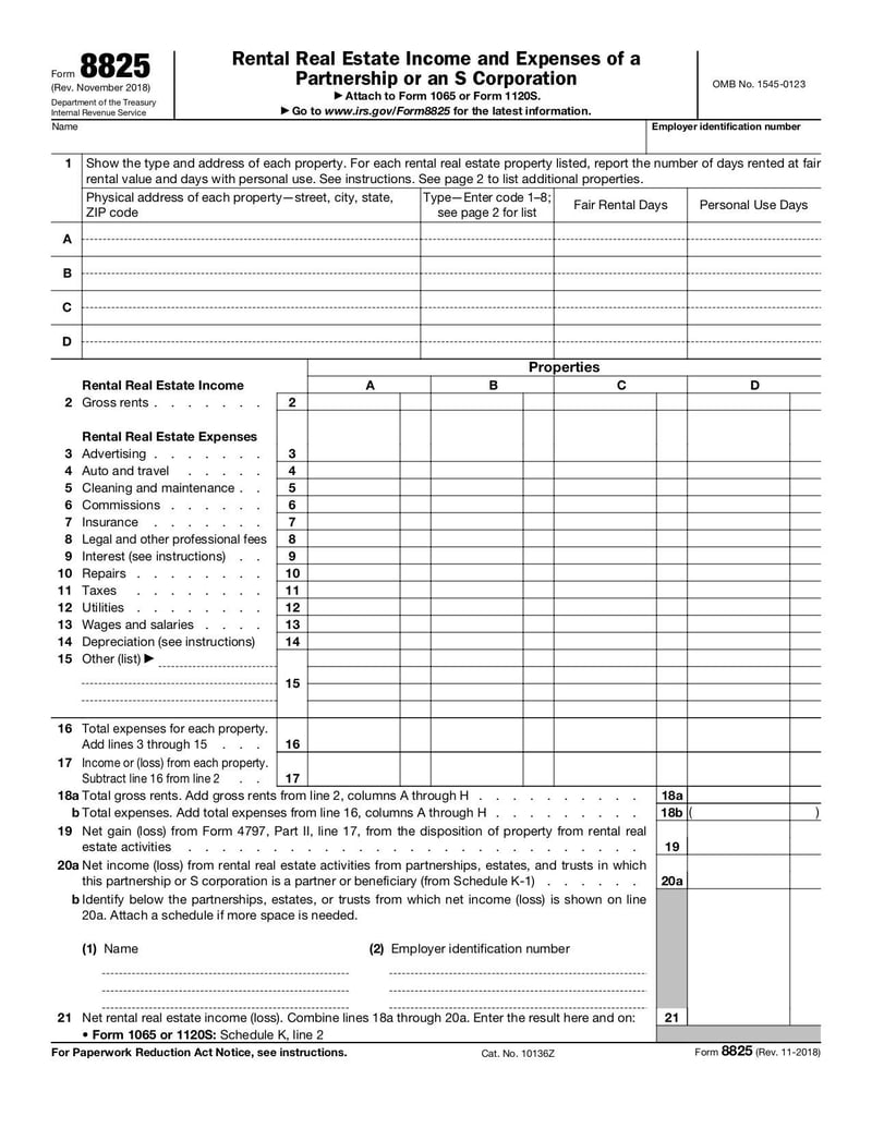 Large thumbnail of Form 8825 - Nov 2018