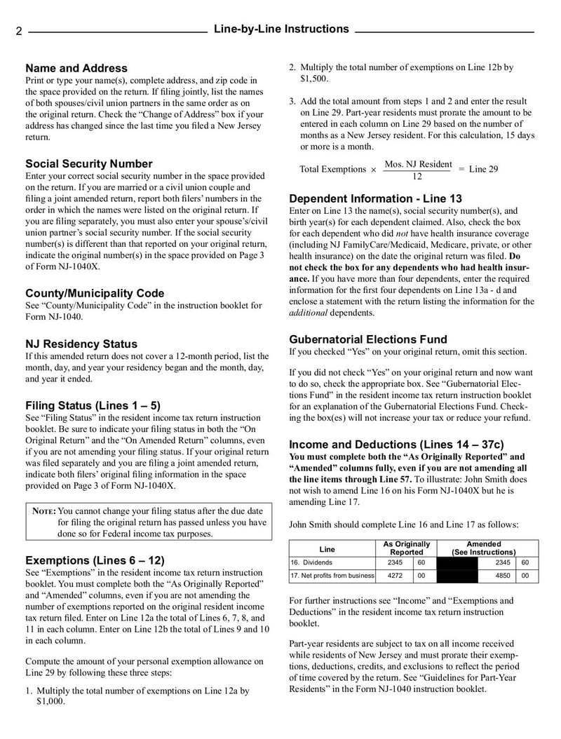 Large thumbnail of NJ-1040-X Form - Oct 2014