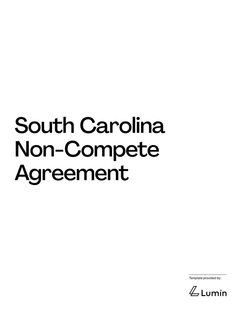 Non-Compete Agreement South Carolina for specifying employment restrictions on competitive work within the state’s legal limits