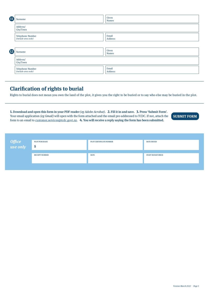 Large thumbnail of Application to Purchase a Cemetery Plot - Mar 2022