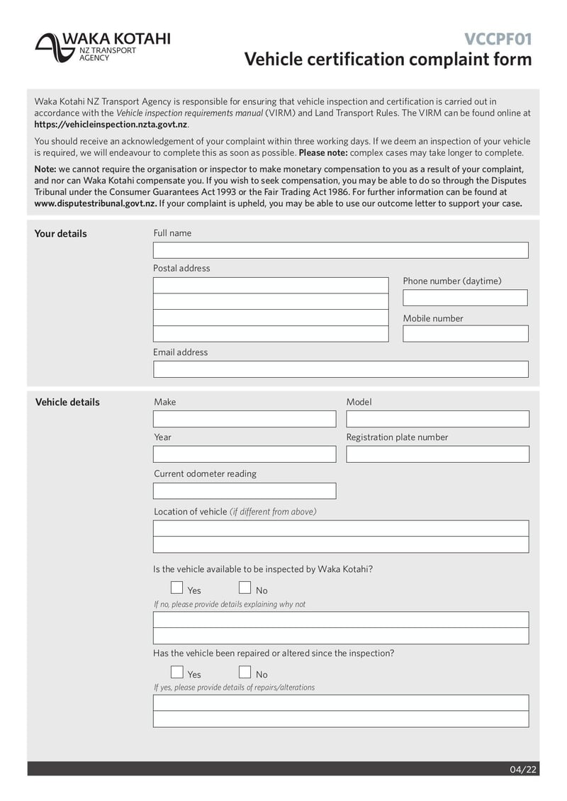 Large thumbnail of Form VCCPF01 - Apr 2022