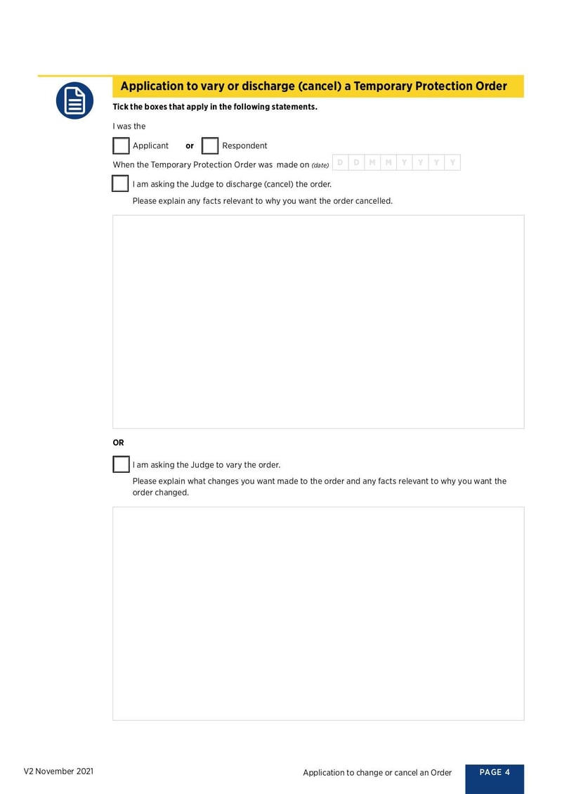 Large thumbnail of Application to Change or Cancel an Order - May 2022