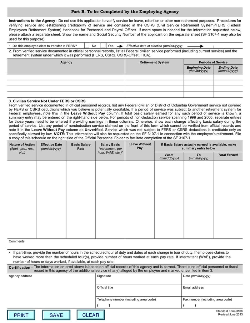 Large thumbnail of Standart Form 3108 - Application for Immediate Retirement - Jul 2013