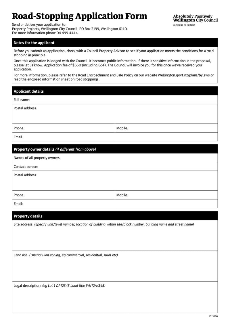 Large thumbnail of Road Stopping Application Form - Oct 2021