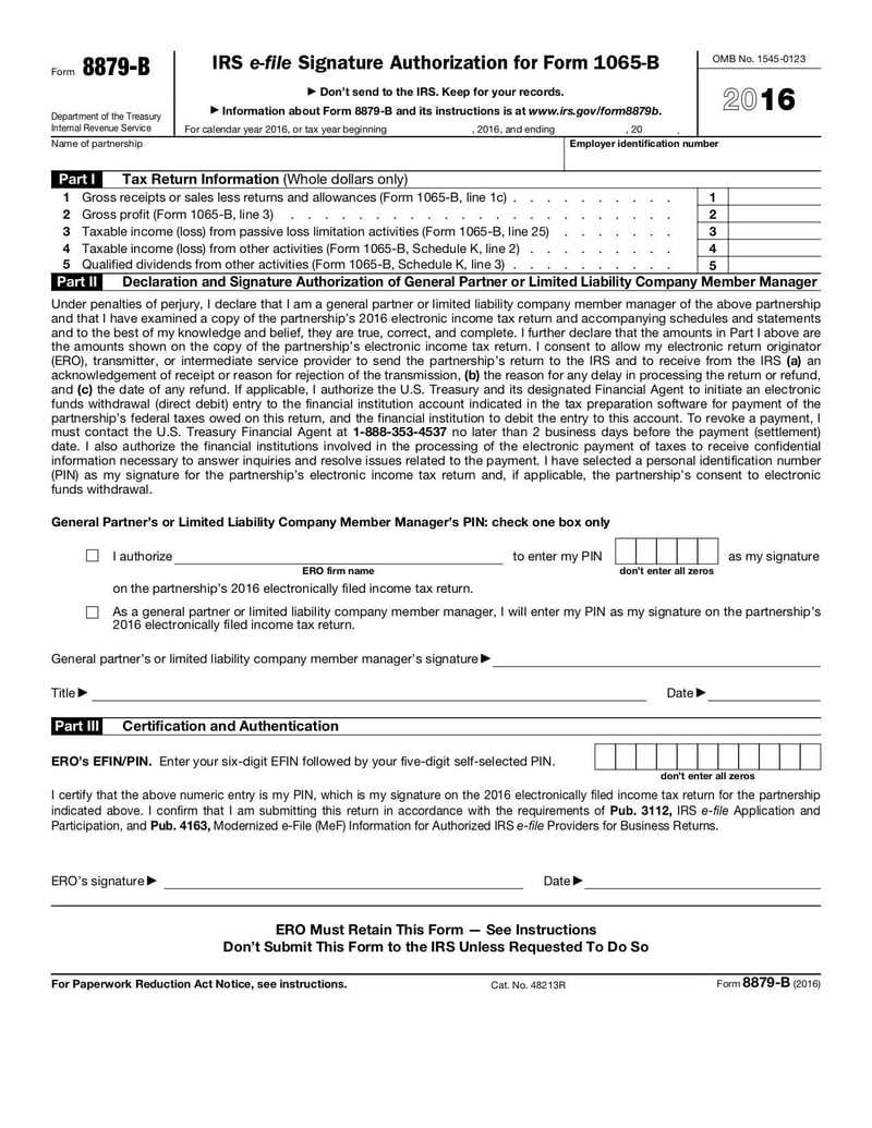 Large thumbnail of Form 8879-B - Dec 2016
