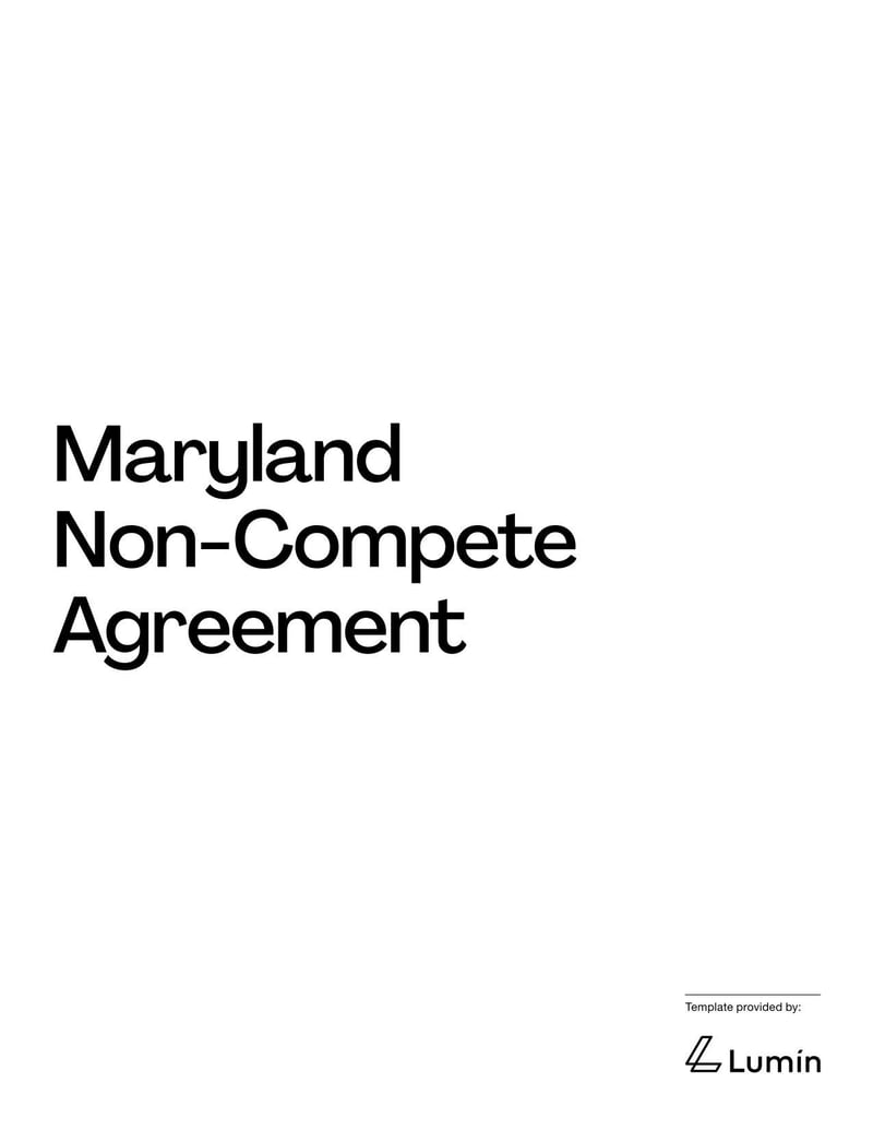 Non-Compete Agreement Maryland detailing terms for non-competition, confidentiality, and related employment restrictions