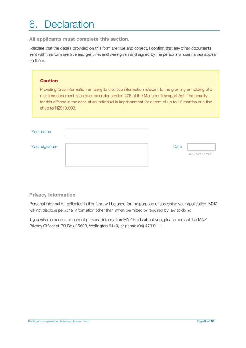 Large thumbnail of Pilot Exemption Certificate Application Form - Mar 2021