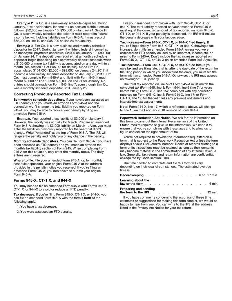 Large thumbnail of Form 945-A - Oct 2017