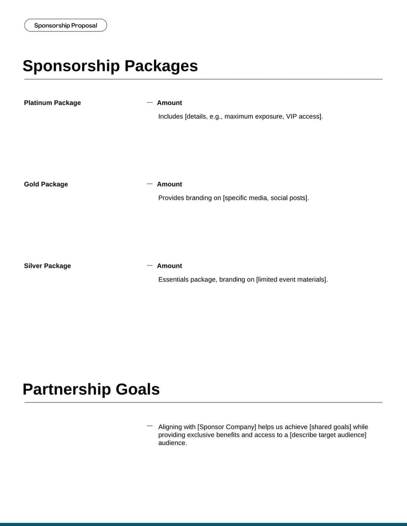 Sponsorship Proposal Template for requesting event or project sponsorship