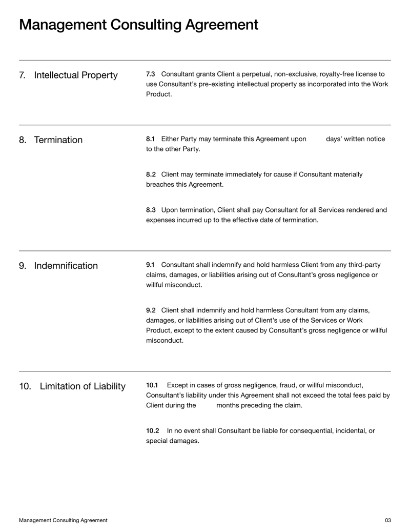 Management Consulting Agreement covering services, compensation, confidentiality, intellectual property and dispute resolution