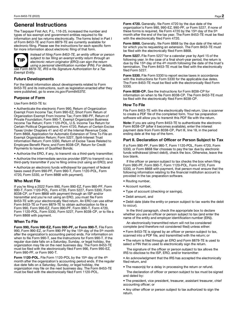 Large thumbnail of Form 8453-TE - Dec 2022