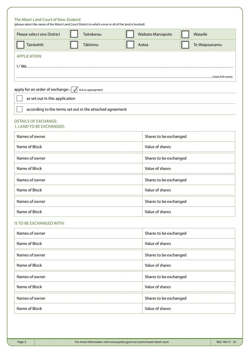 Large thumbnail of MLC Form 35 Application For Exchange Order - Oct 2015