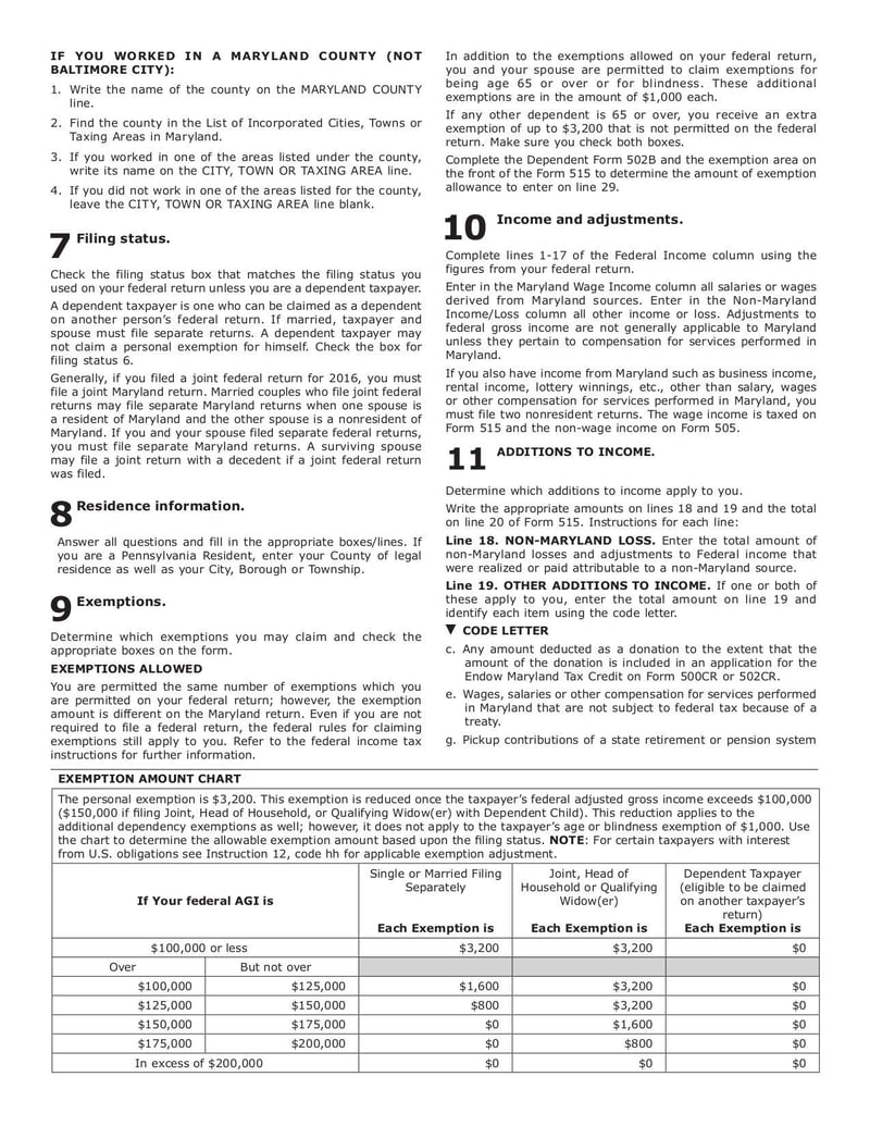 Large thumbnail of Maryland Tax Form 515 - Sep 2017