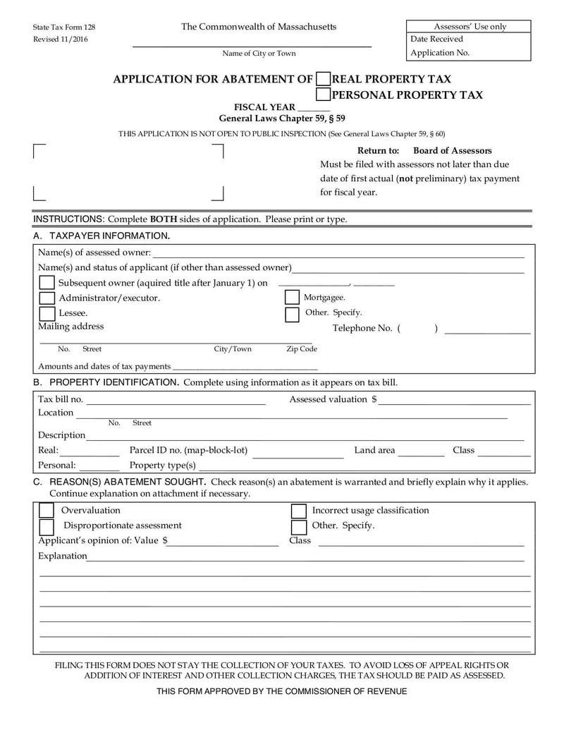 Large thumbnail of State Tax Form 128 - Nov 2016