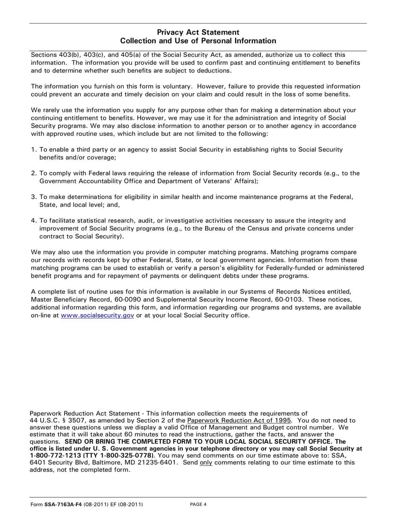 Large thumbnail of Form SSA-7163 - Aug 2011