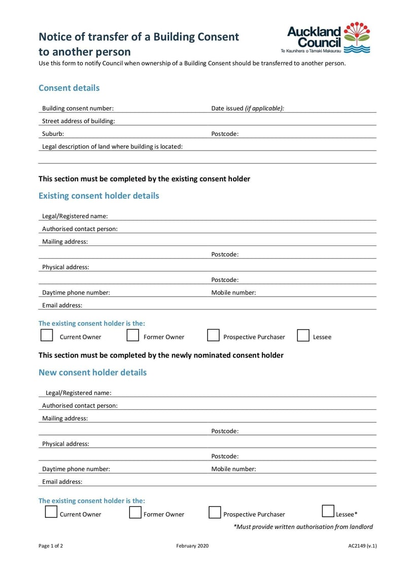 Large thumbnail of AC2149 Notice Transfer of a Building Consent to Another Person - Feb 2020