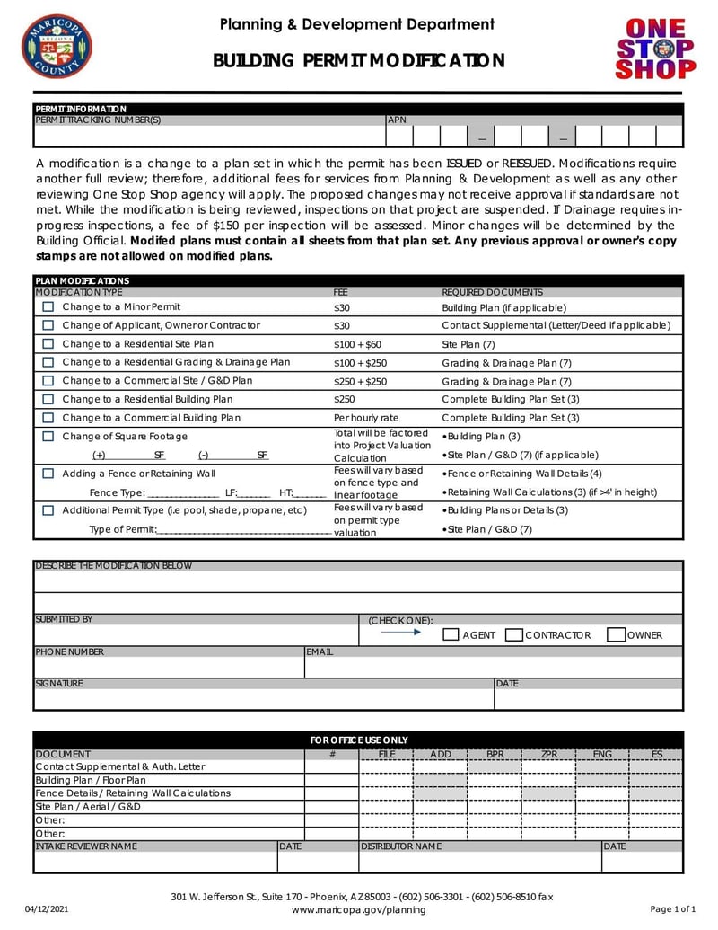 Large thumbnail of Building Permit Modification Information Sheet - Jan 2022