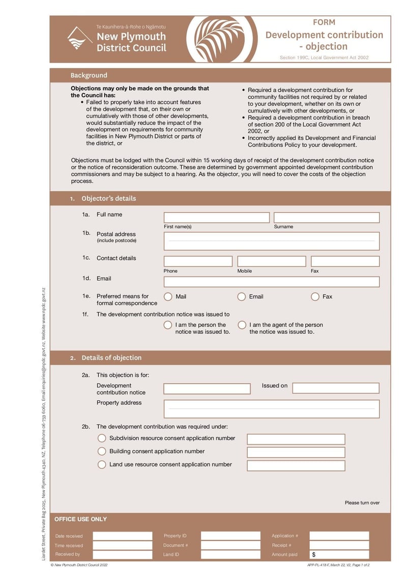 Large thumbnail of Development Contribution Objection - Mar 2022