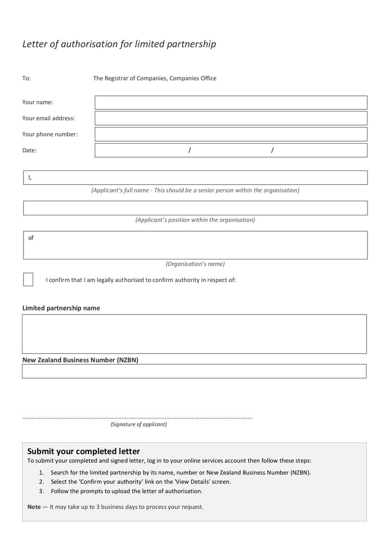 Large thumbnail of Form of Authorisation for Limited Partnership - Jan 2020