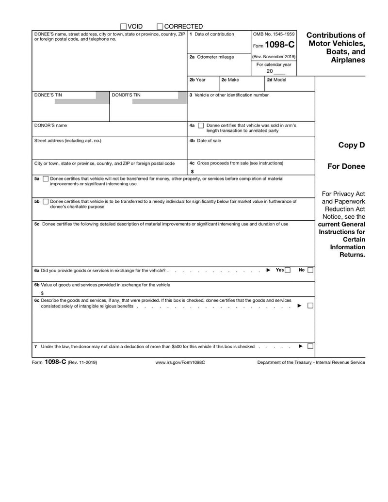 Large thumbnail of Form 1098-C - Nov 2019