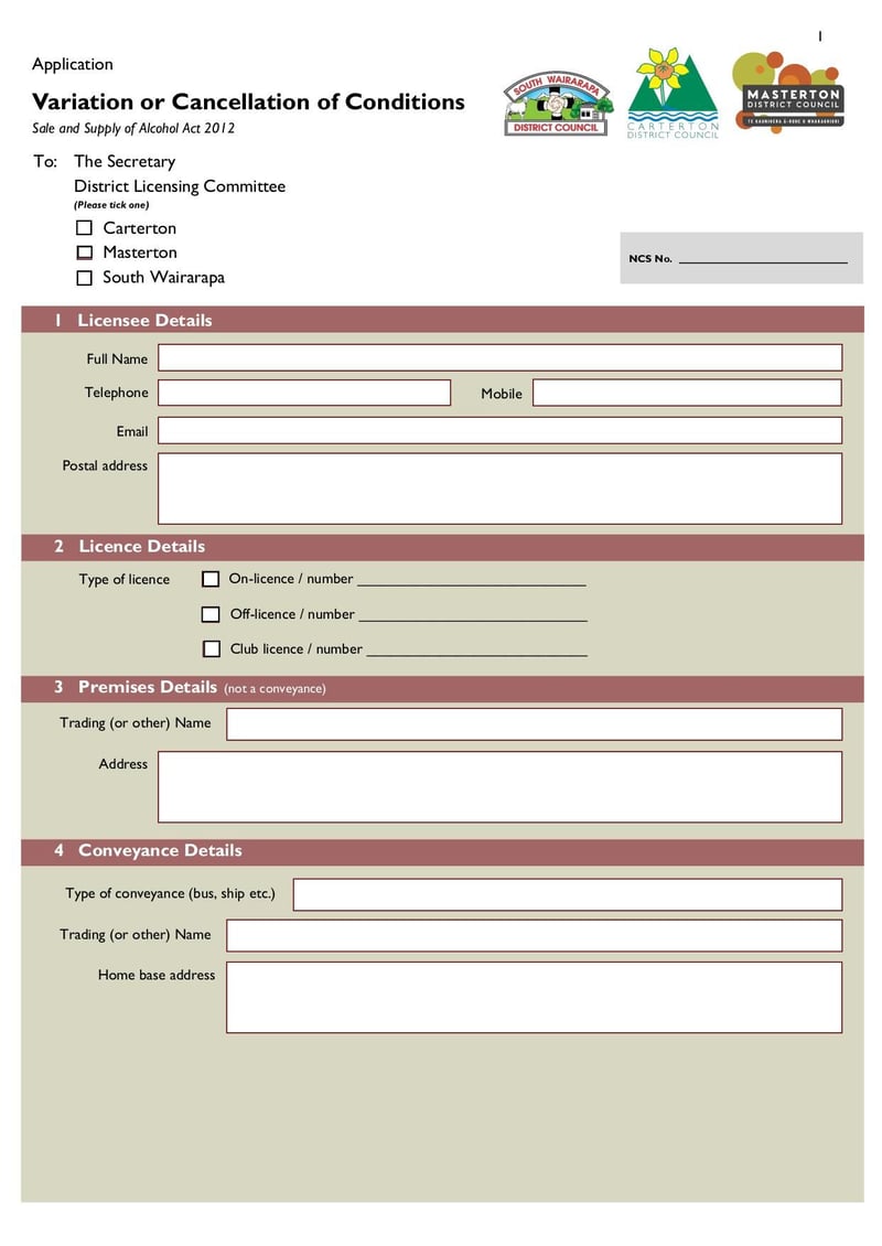 Large thumbnail of Application for Variation or Cancellation of Conditions - Sep 2018