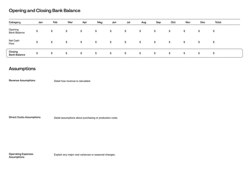 Cash Flow Forecast Template for New Zealand for projecting income and expenses over time