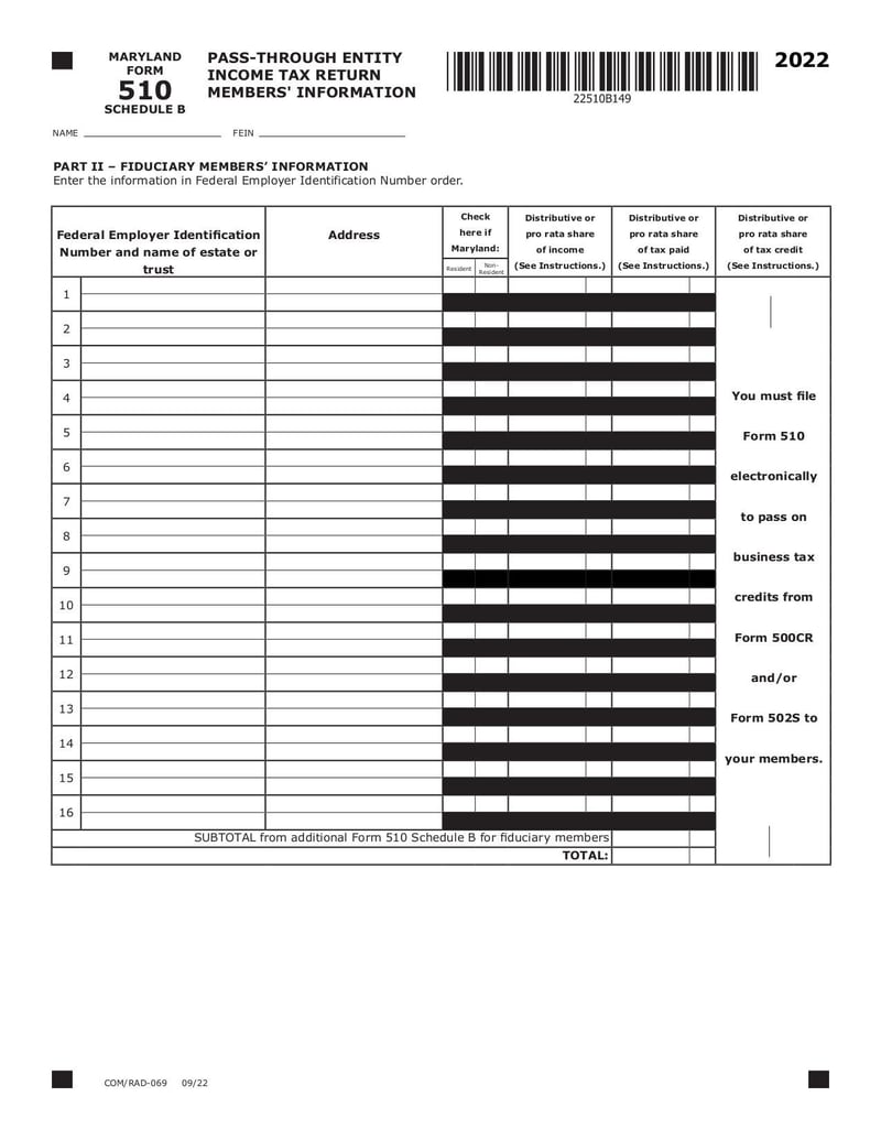 Large thumbnail of Maryland Form 510 - Jan 2023