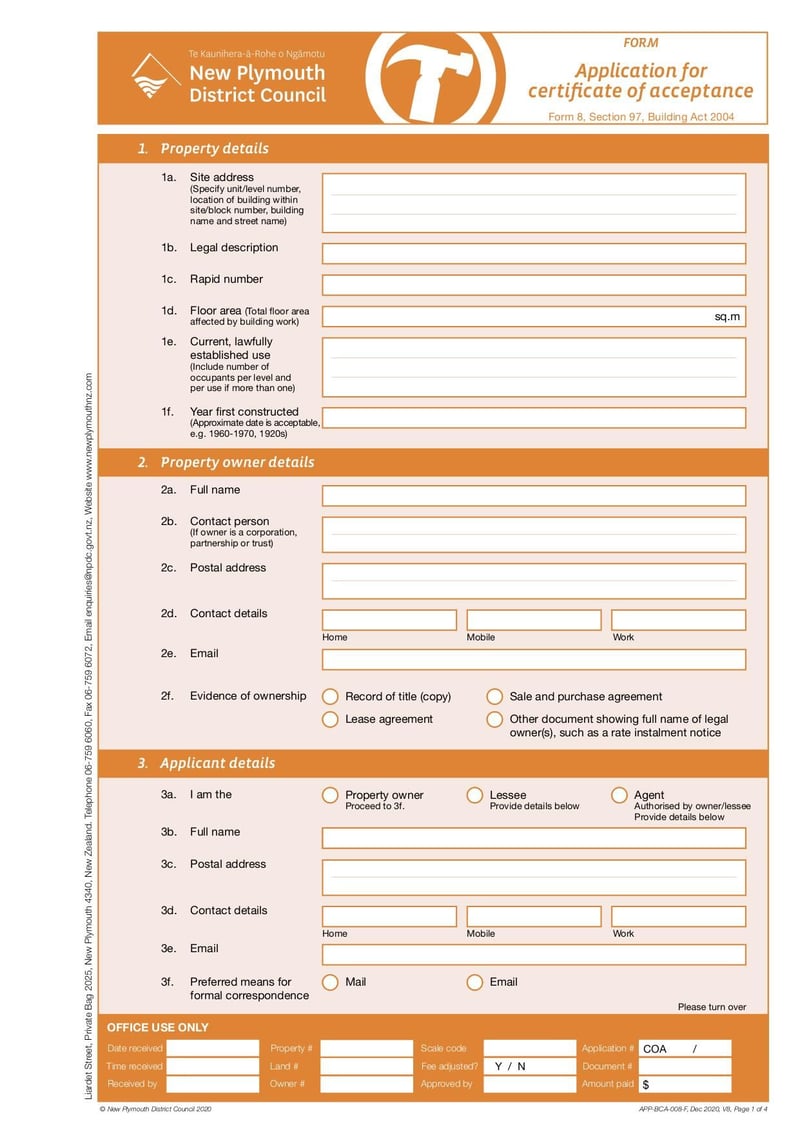 Large thumbnail of Application for Certificate of Acceptance - Dec 2020