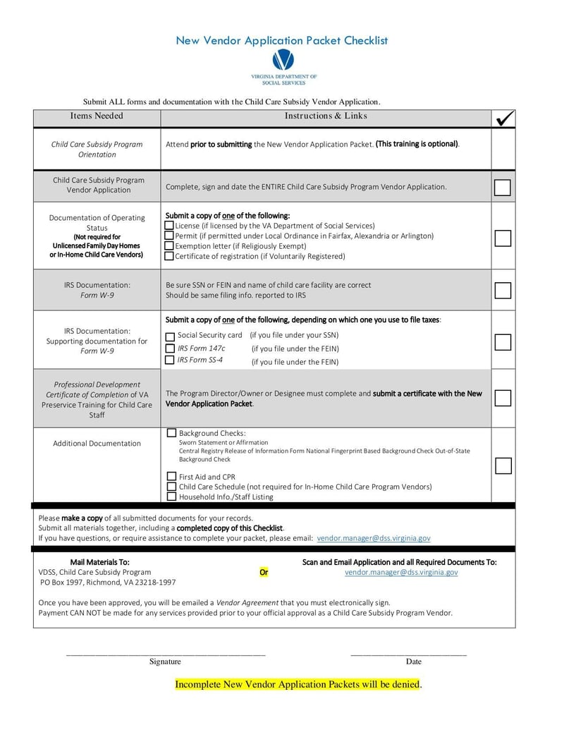 Large thumbnail of New Vendor Application Packet Checklist - Oct 2020