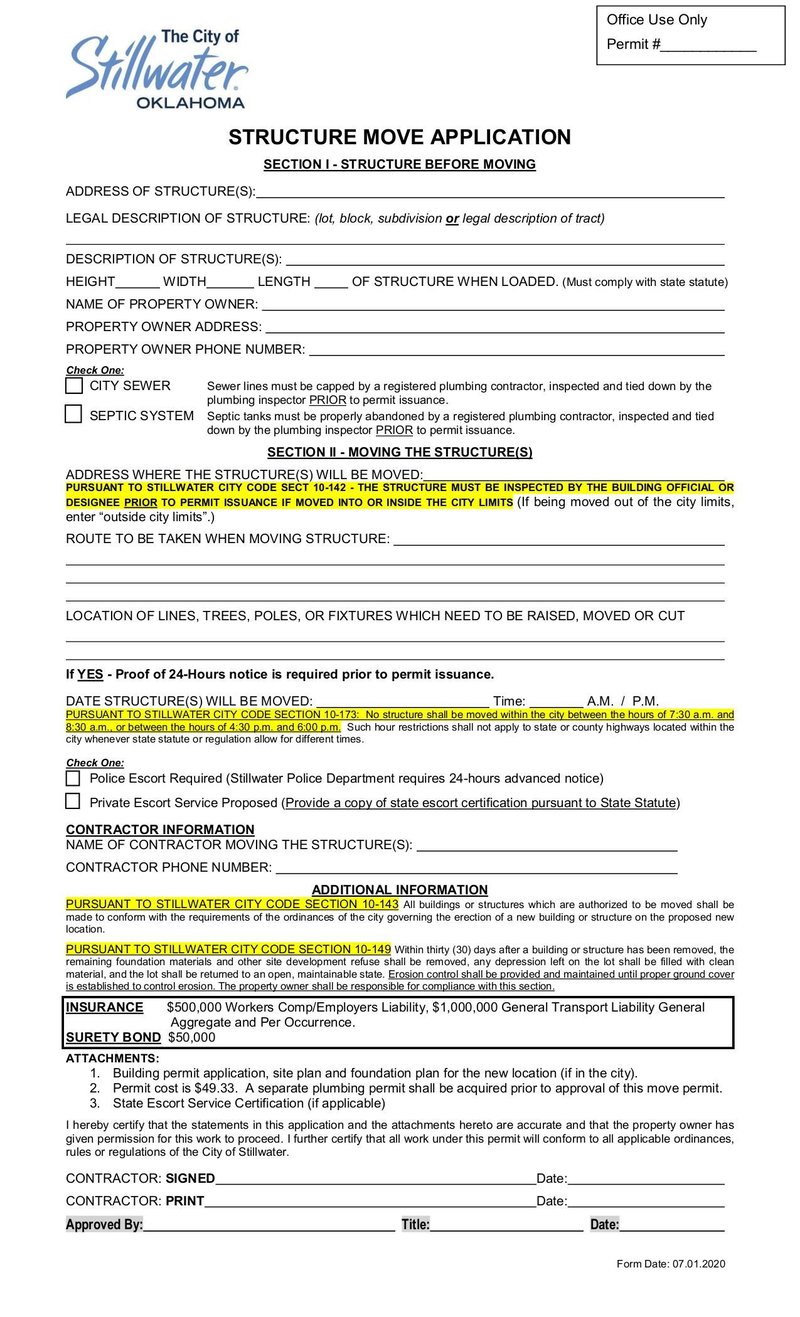 Large thumbnail of Structure Move Permit Application - Jun 2021