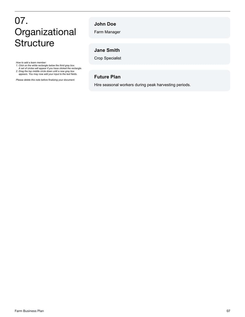 Farm Business Plan for managing crop, livestock or agribusiness operations and financials
