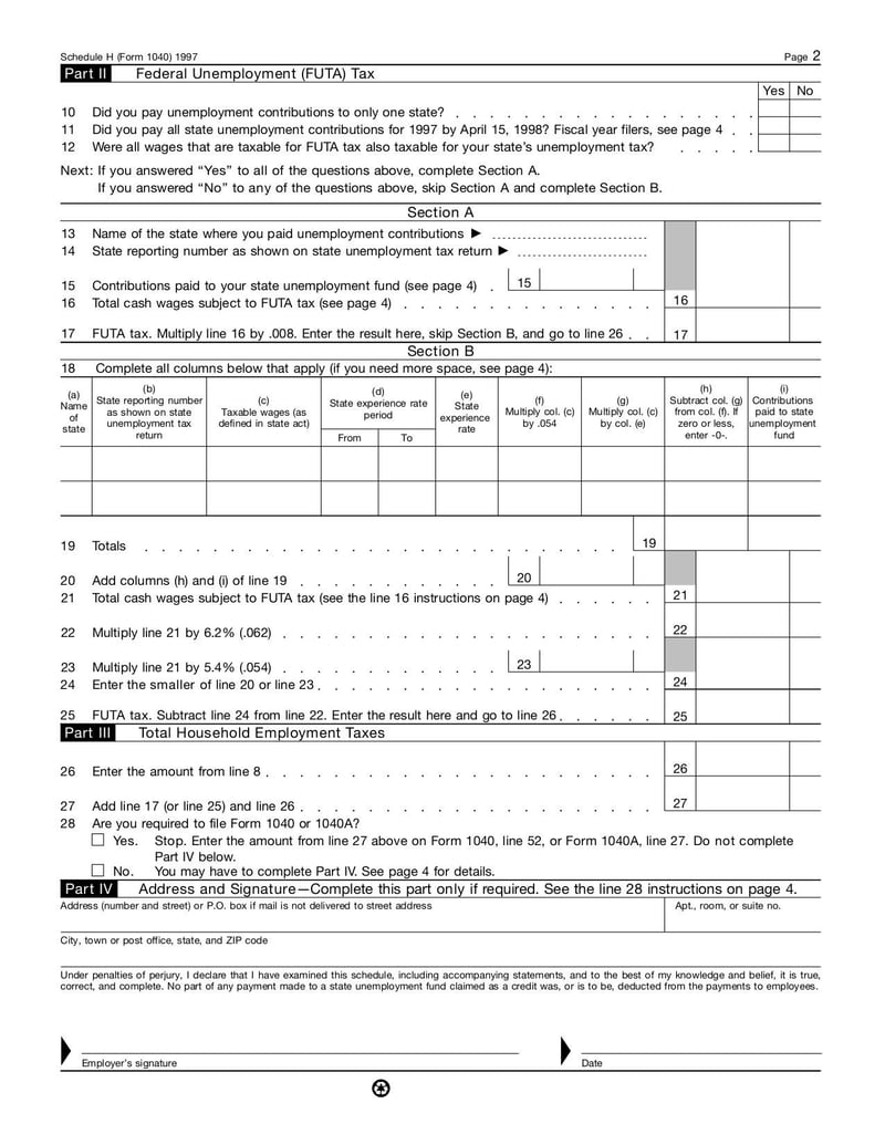 Large thumbnail of Form 1040 (Schedule H) - Jan 1997