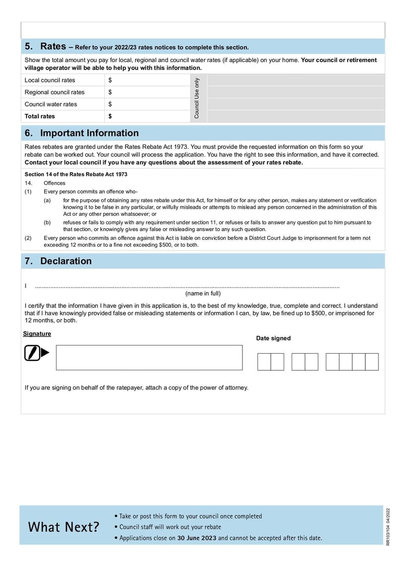Large thumbnail of Rates Rebate Application Form - Apr 2022