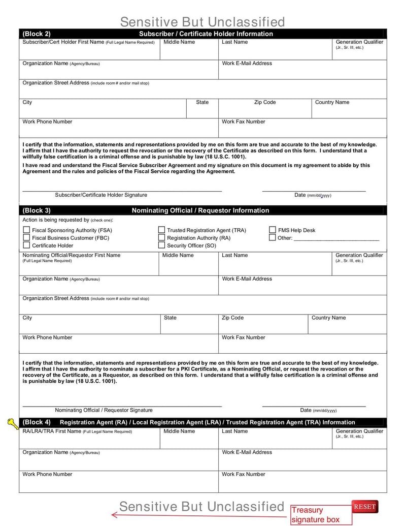 Large thumbnail of Fiscal Service PKI Certificate Action Request - Jun 2007