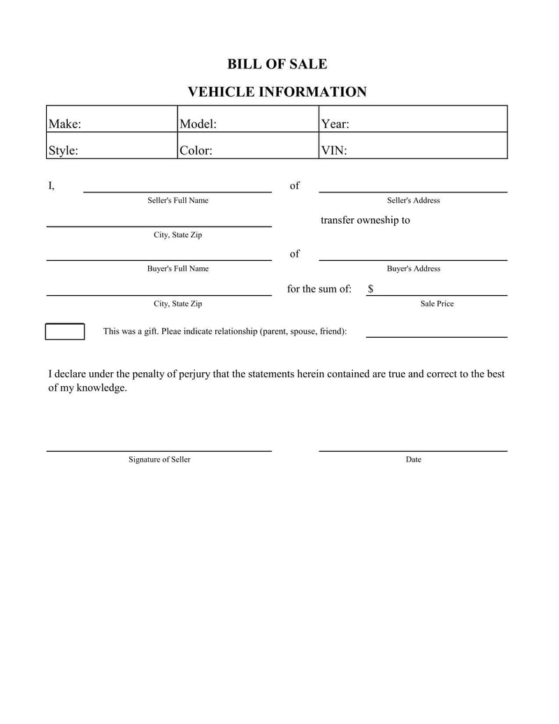 Large thumbnail of Hopkinton Vehicle Bill of Sale
