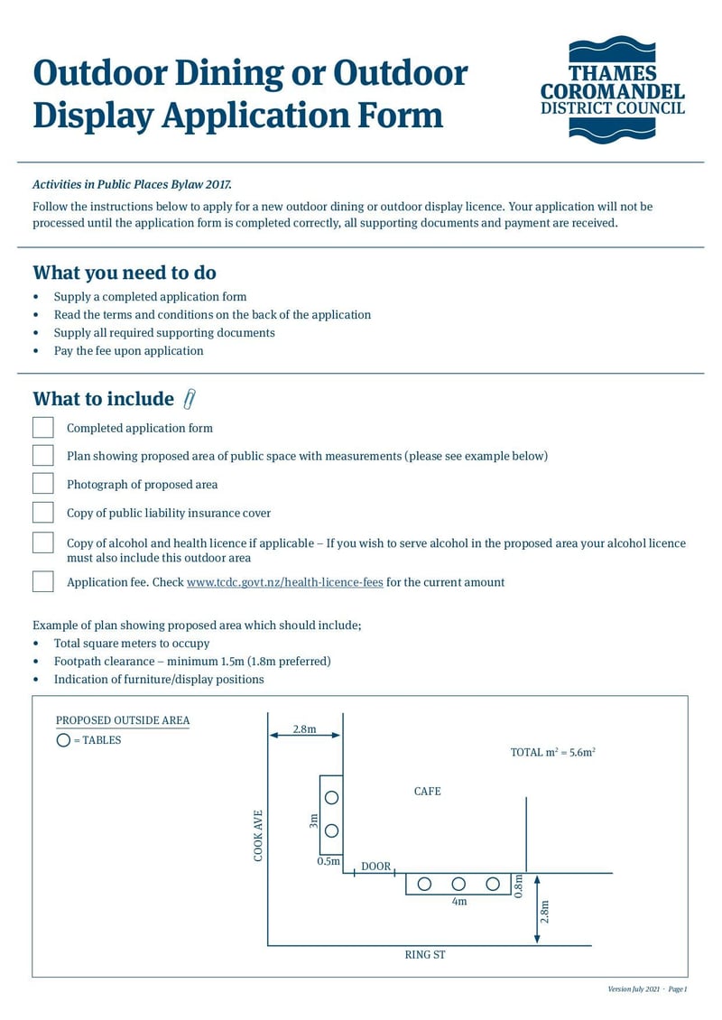 Large thumbnail of Outdoor Dining and Outdoor Display Form - Jul 2021