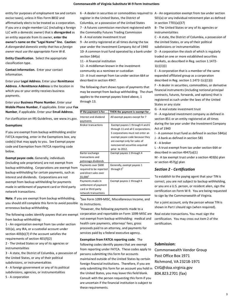 Large thumbnail of Virginia Substitute Form W-9 - Sep 2014