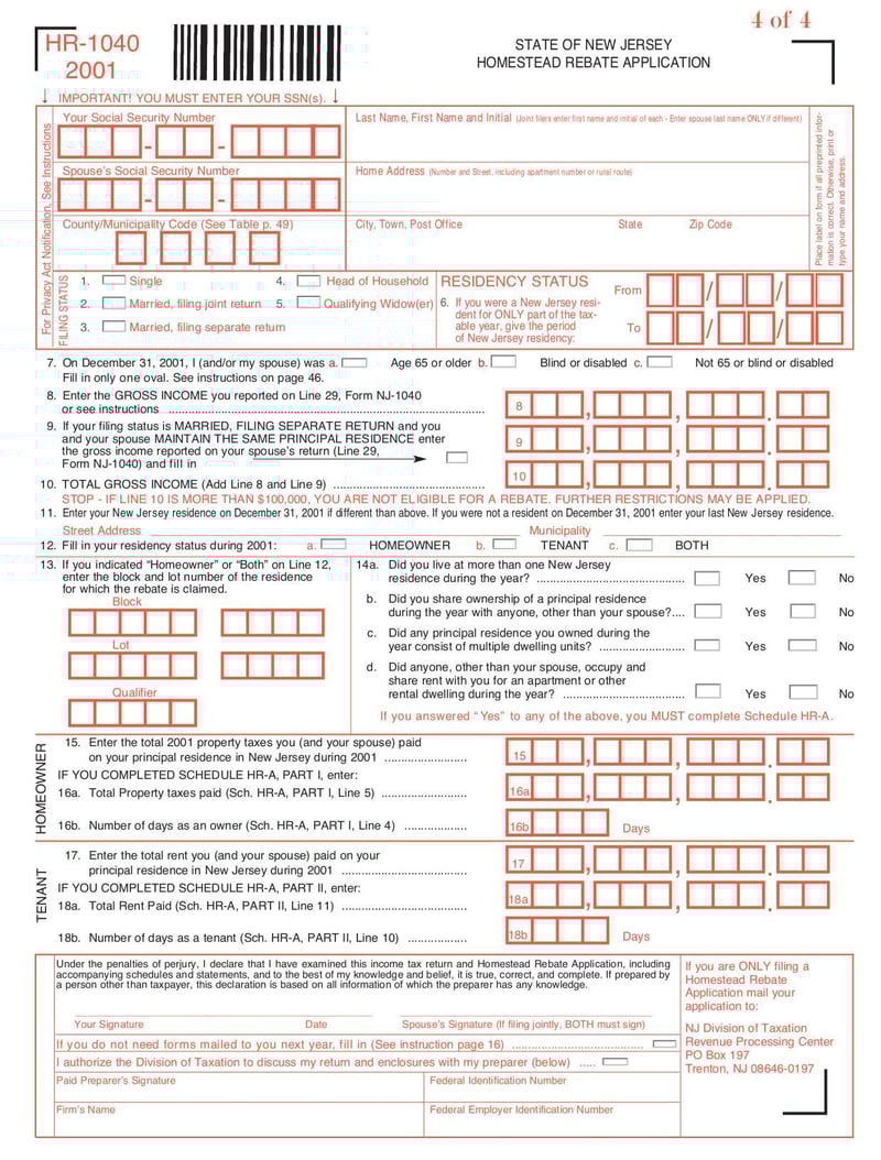 Large thumbnail of Form NJ-1040 - Apr 2007