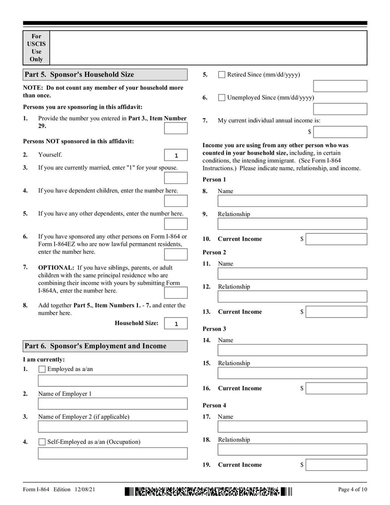 Large thumbnail of Form I-864 - Aug 2021