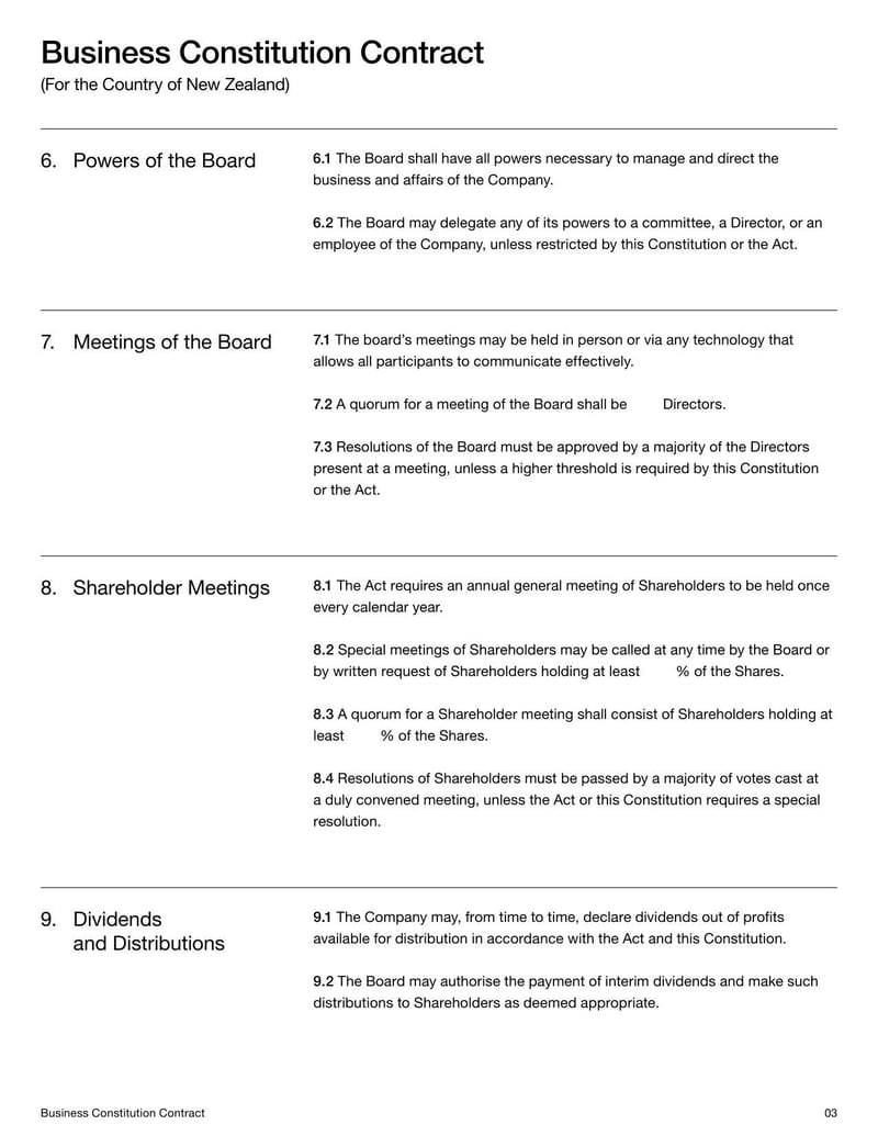 Constitution of Business for New Zealand to define company structure