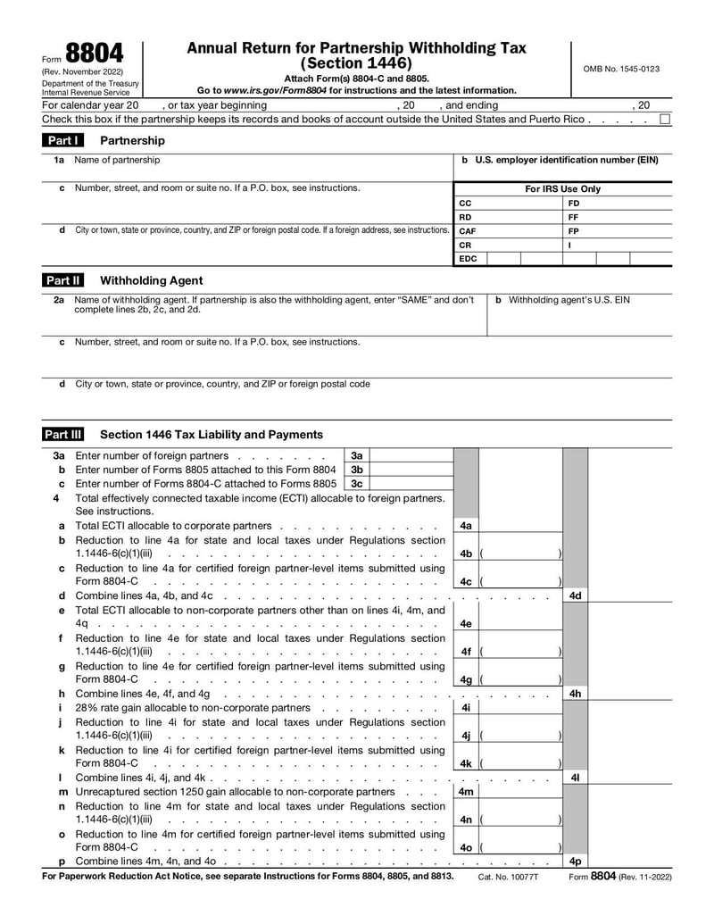 Large thumbnail of Form 8804 - Nov 2022