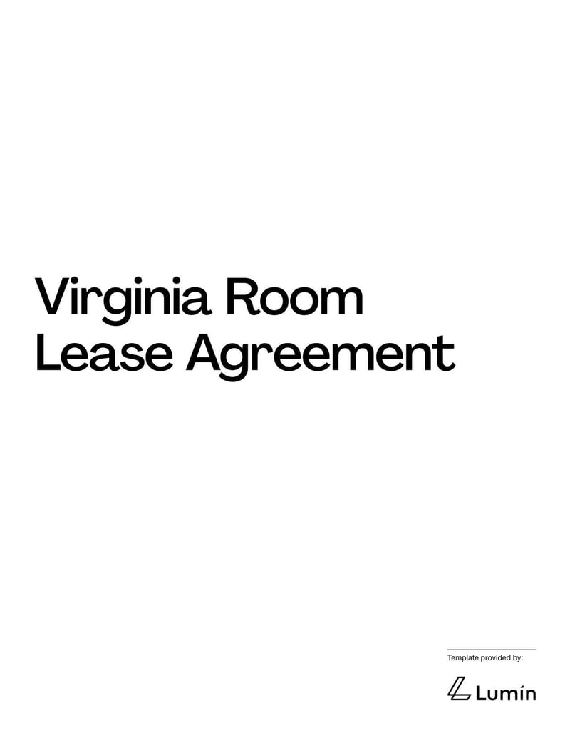 Room Lease Agreement Virginia for specifying rental terms, tenant responsibilities, and use of a room within a residential property 
