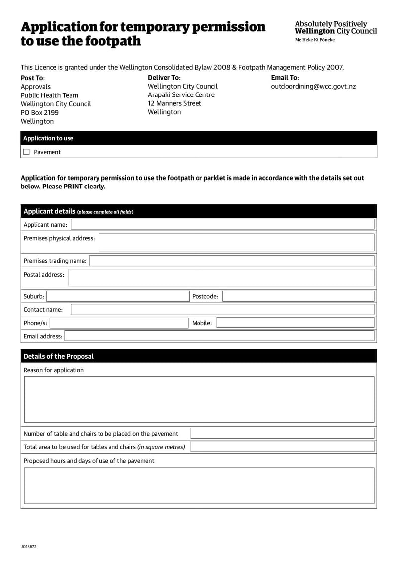 Large thumbnail of Application for Temporary Permission to Use Footpath - Nov 2021