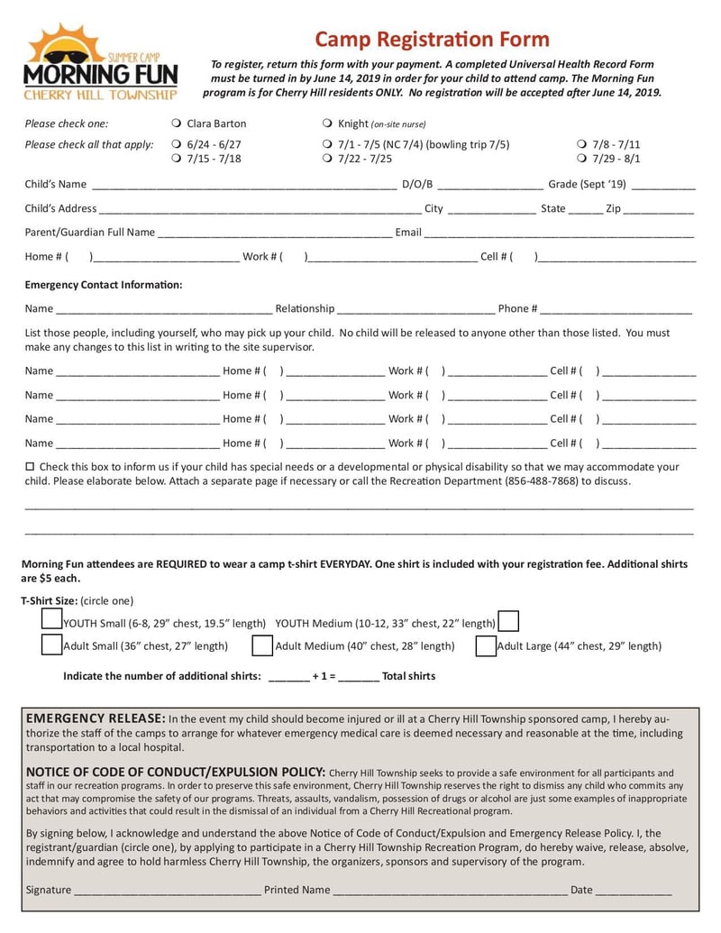 Large thumbnail of Morning Fun Camp Registration Form - Apr 2019